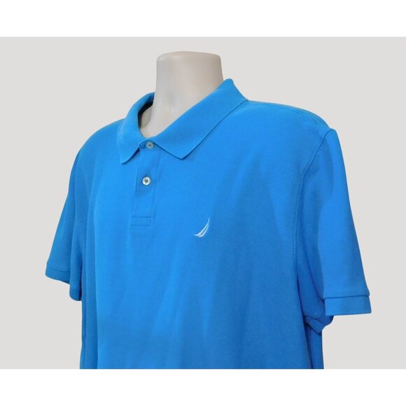 Nautica True Deck Polo Shirt XXL Slim Fit Blue Short Sleeve Embroidered Logo - Picture 1 of 6